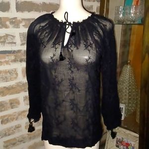 Lucky Brand Pre-Loved Sheer Lacy Black💲 Top